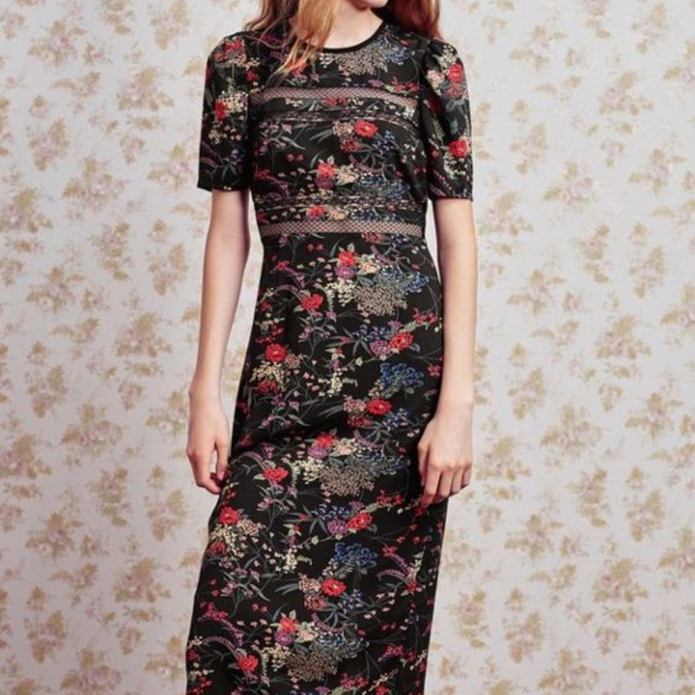 UO Emma Marie Lace Trim Midi Dress